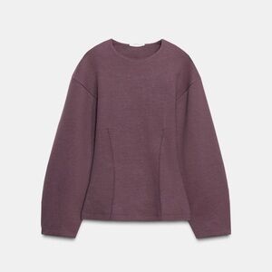 Zara NWT pintuck darts cinched waist puff sleeve interlock long sleeve top